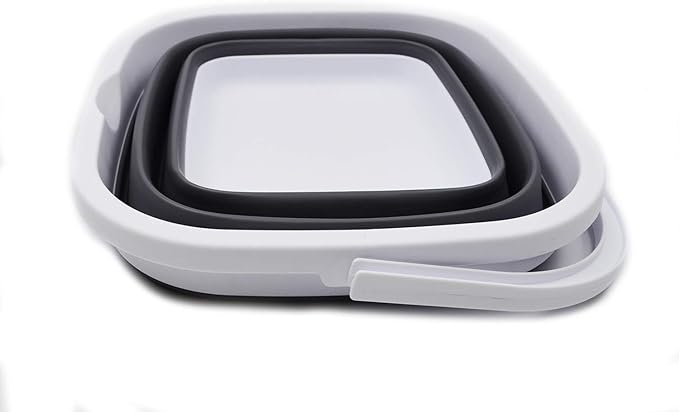 SAMMART 11L (2.9 Gallon) Collapsible Rectangular Handy Bucket (1, White/Grey)-NeatNest