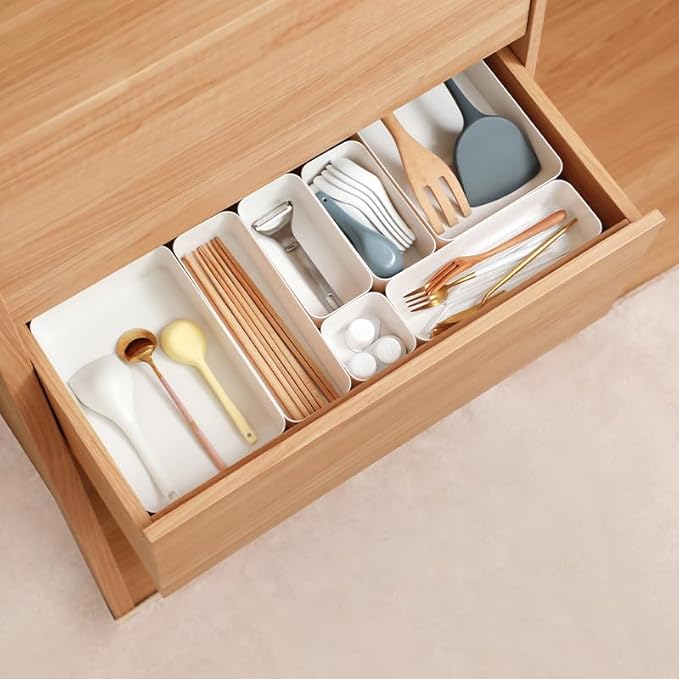 12 PCS Large Kitchen Drawers Organizer for Utensil Organizer Cutlery Silverware Flatware Holder Kitchen Organizers and Storage Drawer Organizer for Forks, Knives, Drawer Divider BPA Free-NeatNest