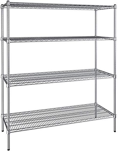 21" x 54" NSF Chrome 4-Shelf Kit with 64" Posts, Heavy Duty Storage Shelving, Wire Shelving Kit, NSF Commercial Storage Rack Unit