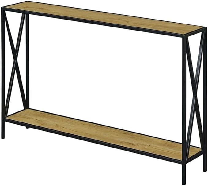 Convenience Concepts Tucson Console Table 47.25" - Modern Sofa Table with Storage Shelf, Entryway Hall Table for Living Room, English Oak/Black-NeatNest