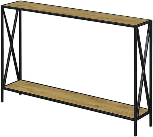 Convenience Concepts Tucson Console Table 47.25" - Modern Sofa Table with Storage Shelf, Entryway Hall Table for Living Room, English Oak/Black-NeatNest