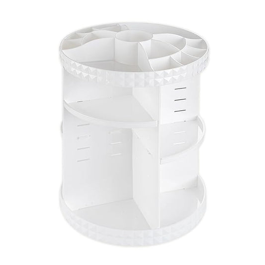 V-HANVER 360 Rotating Makeup Organizer Perfume Organizer White Cosmetic Storage Display Case Large Capacity Acrylic Beauty Holder Adjustable Partition Height for Bedroom Dresser or Bathroom Vanity-NeatNest