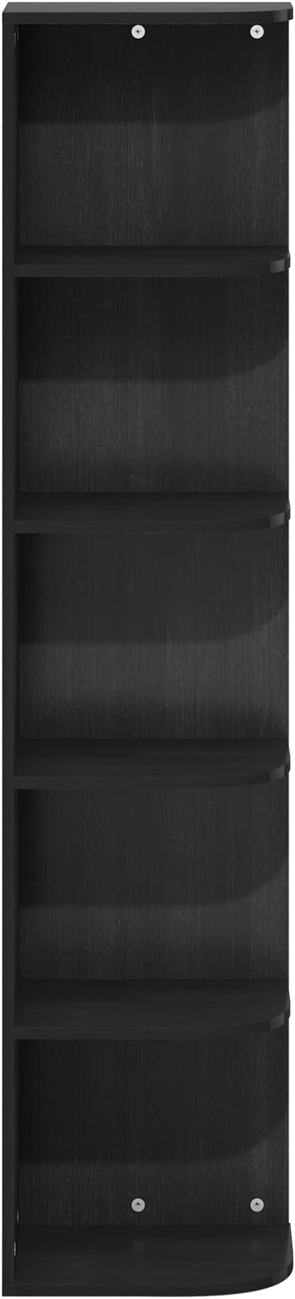 Furinno Pasir 5-Tier Corner Open Shelf Bookcase, Blackwood-NeatNest
