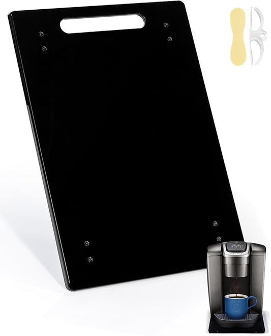 HAYVAN Acrylic Sliding Tray for Coffee Maker & Heavy Kitchen Appliances - Appliance Slider with Silent Wheels Slides Easily from Under The Cabinet - Easy to Clean (Black, 9.8” W x 14”D)