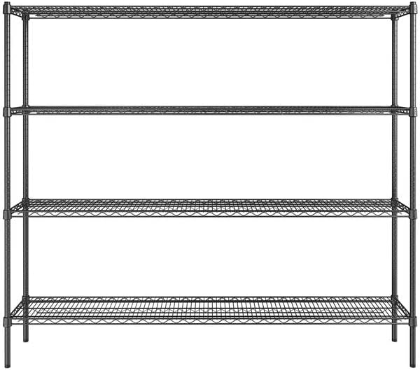 14" x 72" NSF Black Epoxy 4-Shelf Kit with 64" Posts, Heavy Duty Storage Shelving, Wire Shelving Kit, NSF Commercial Storage Rack Unit