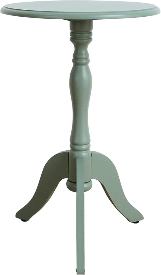 HLR Round Small End Table, Wooden Pedestal Side Coffee Tables, Vintage Accent Nightstand for Living Room, Bedroom, Entryway (1, Green)