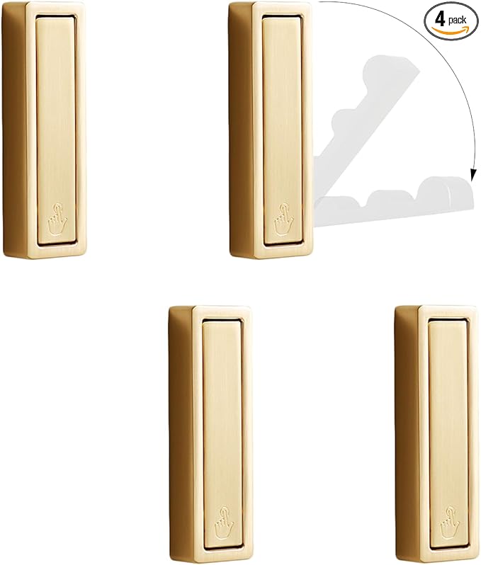 4Pcs Folding Wall Hooks, Folding Gold Hook with Fixing Accessories, Folding Coat Hook for Hanging Clothes, Keys, Towels (Gold)-NeatNest