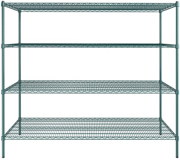 30" x 72" NSF Green Epoxy 4-Shelf Kit with 64" Posts, Heavy Duty Storage Shelving, Wire Shelving Kit, NSF Commercial Storage Rack Unit