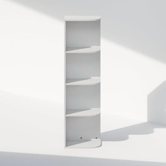 Furinno Reed 4-Tier Space Saving Corner Storage Display Shelf, White-NeatNest