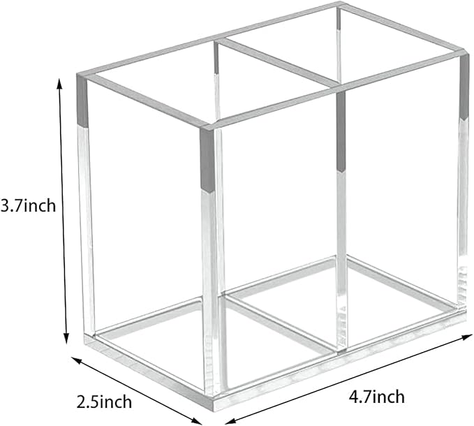2pcs Makeup Brush Holder, Acrylic Clear Organizer For Cosmetics, Pen Pencil Cup Holder For Desk-NeatNest