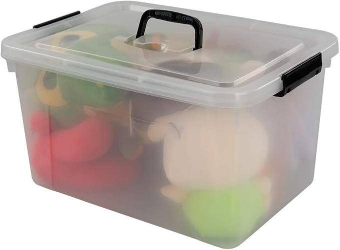 Begale 17.5 Quart Plastic Large Storage Container, Clear Latch Bin with Handle and Lid, 4-Pack-NeatNest