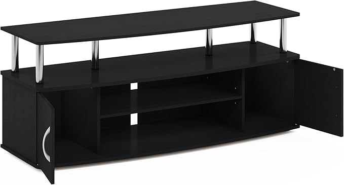 Furinno JAYA Large Entertainment Stand for TV Up to 55 Inch, Americano/Chrome-NeatNest