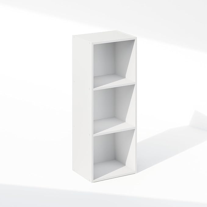 Furinno Reed 3-Tier Open Shelf Clothing & Closet Storage Organization, White-NeatNest