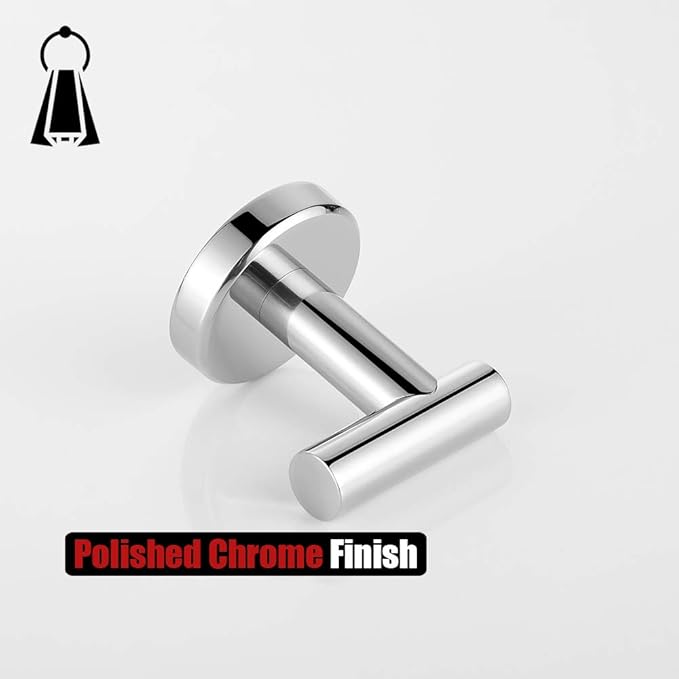 JQK Chrome Bathroom Towel Hook, 304 Stainless Steel Coat Robe Clothes Hook for Bathroom Kitchen Garage Wall Mounted (Pack of 2), TH100-CH-P2-NeatNest