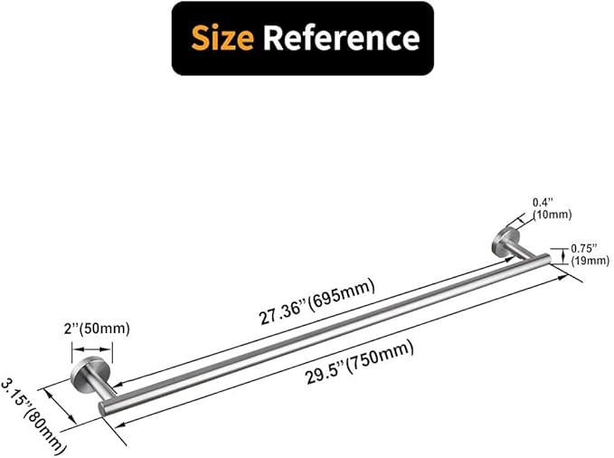 30-Inch Single Towel Bar Towel Holder Bathroom Organizer, Brushed Stainless Steel Wall Mount …