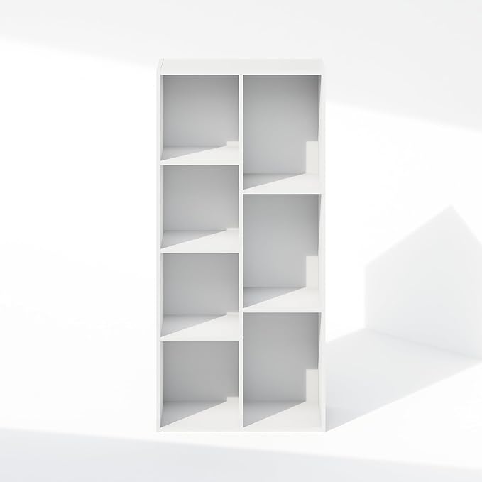 Furinno Reed 7-Cube Open Shelf Clothing & Closet Storage Organization, White-NeatNest