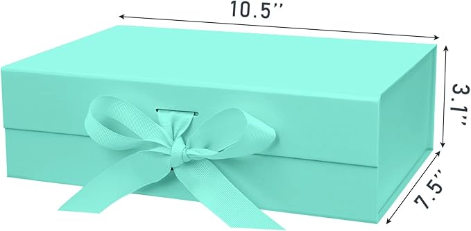 10.5"X7.5"X3.1" Green Magnetic Gift Box with Lid and Ribbon for Presents-NeatNest