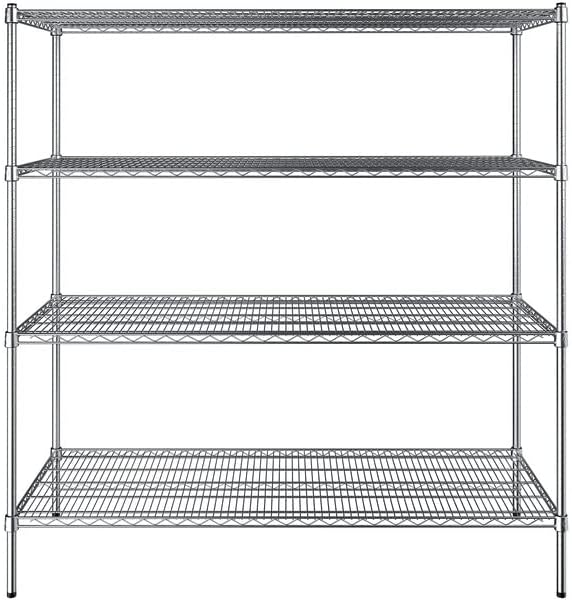 24" x 60" NSF Chrome 4-Shelf Kit with 64" Posts, Heavy Duty Storage Shelving, Wire Shelving Kit, NSF Commercial Storage Rack Unit