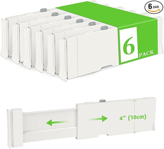 Adjustable Drawer Organizer with Non-Slip Silicone, Multi-Purpose Storage Solution for Wardrobe, Kitchen, Office, 11.6"-17" Length, 4" Height, Durable ABS Plastic, Easy Setup-NeatNest