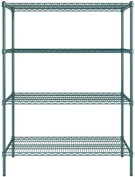 21" x 48" NSF Green Epoxy 4-Shelf Kit with 64" Posts, Heavy Duty Storage Shelving, Wire Shelving Kit, NSF Commercial Storage Rack Unit