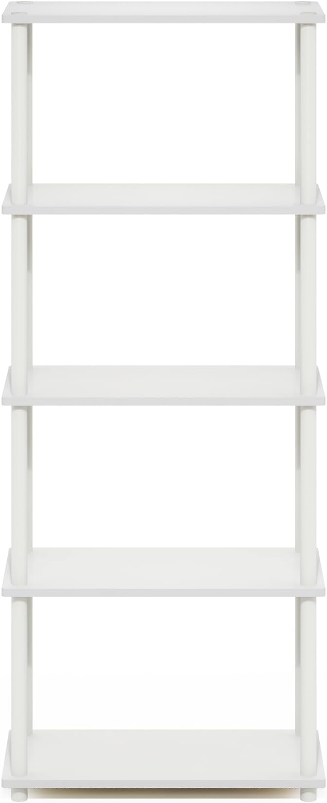 Furinno Turn-N-Tube 5-Tier Multipurpose Shelf Display Rack, White/White-NeatNest