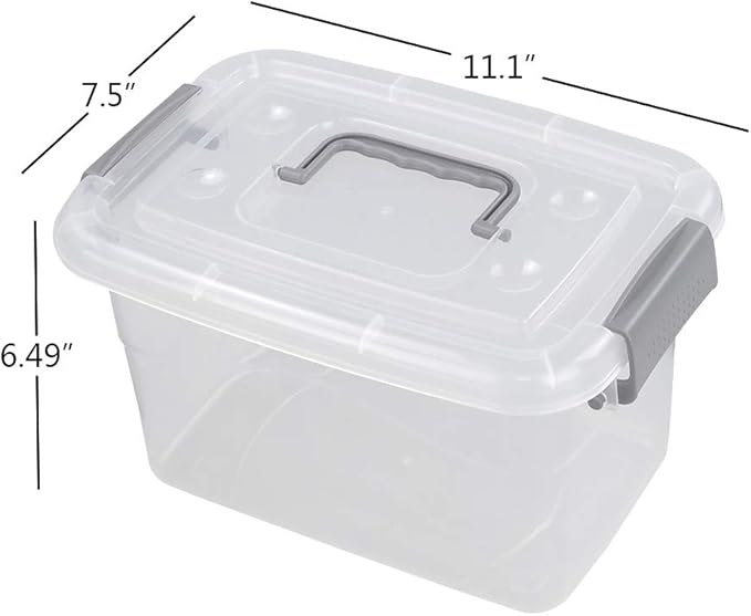 6 Quart Small Storage Bin, 6 Packs Plastic Storage Box with Lid