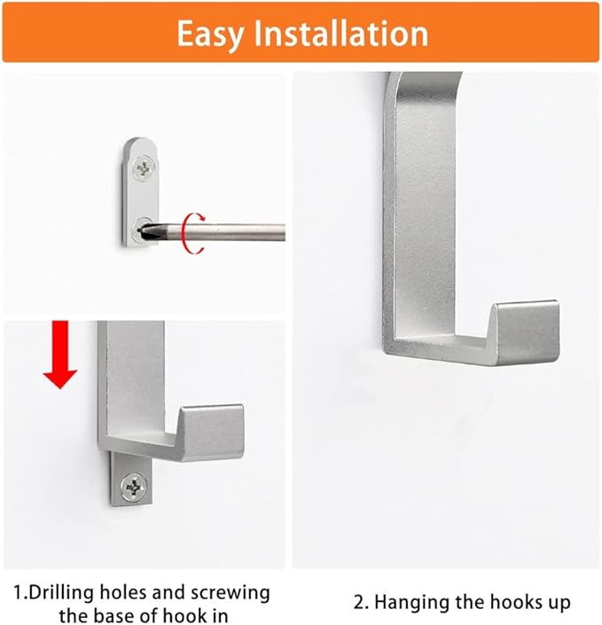 Coat Rack Hooks Wall Mounted, Silver 8Packs, KYOEON Bath Towel Rope Hooks for Kitchen, Door, Cabinet, Bathroom, Foyers, Hallways, and Bedrooms-NeatNest