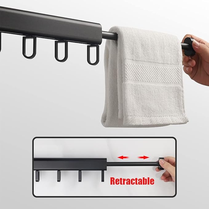 BESTHLS Wall Mounted Clothes Drying Rack for Space Saver Hangers Design for Balcony, Mudroom, Bedroom Foldable Laundry Rack(2-Pole Black)