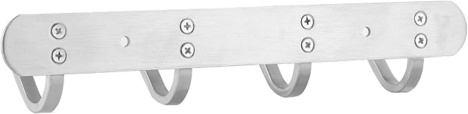 Coat hook Wall Mount - NHENY Towel hook Rack with 4 Hooks 11-inch hanger for Hanging Clothes, Bags, Keys, Easy to Install Rail for Bedroom, Bathroom, Entryway, Door, 304 Stainless Steel Brushed Nickel-NeatNest