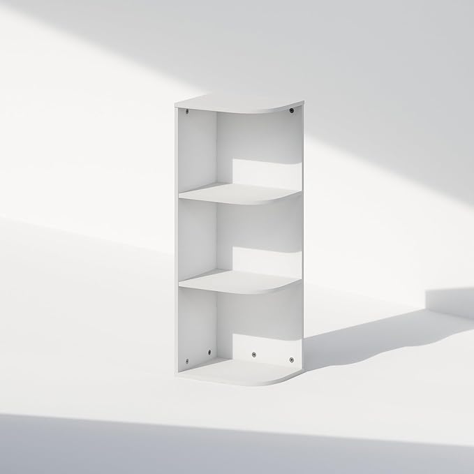 Furinno Reed 3-Tier Space Saving Corner Storage Display Shelf, White-NeatNest