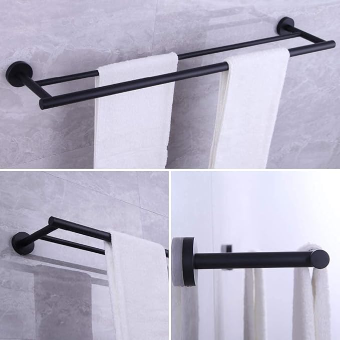 30-Inch Matte Black Double Bath Towel Bar SUS 304 Stainless Steel Towel Rack Holder for Bathroom Wall Mount