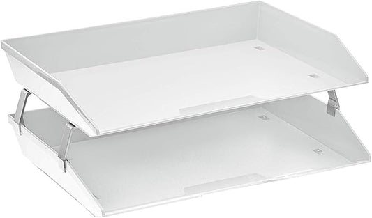 Acrimet Facility 2 Tier Letter Tray, Side Load, Letter Size/A4, Desktop File Organizer, Plastic (White Color)-NeatNest
