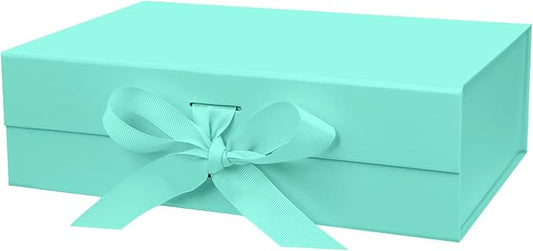 10.5"X7.5"X3.1" Green Magnetic Gift Box with Lid and Ribbon for Presents-NeatNest