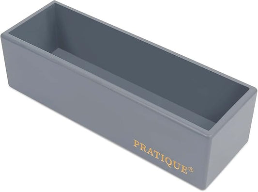 Bamboo Drawer Organizer - Kitchen Utensil Organizer Silverware Tray Cutlery Holder，Office Desk Supplies and Accessories,8.9 * 3 * 2.6,Grey-NeatNest