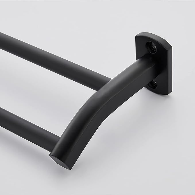 Black Double Towel Bar, Hand Towel Rack for Bathroom Wall Mounted Towel Hanger, Matte Black Bath Towel Rod,16 Inch