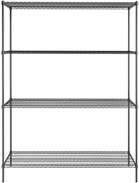 24" x 72" NSF Black Epoxy 4-Shelf Kit with 96" Posts, Heavy Duty Storage Shelving, Wire Shelving Kit, NSF Commercial Storage Rack Unit
