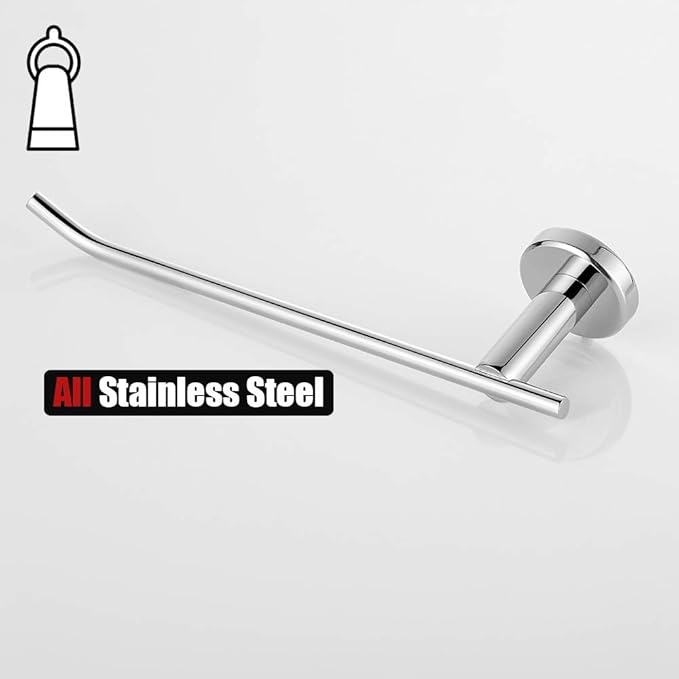JQK Chrome Hand Towel Bar, Stainless Steel Towel Ring for Bathroom, 9 Inch Necklace Holder Matte Black Wall Mount Left Hand, TR101-CH