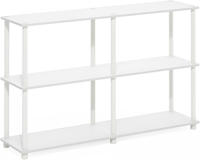 Furinno Turn-N-Tube 3-Tier Double Size Storage Display Rack, White/White