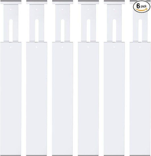 Bamboo Drawer Dividers,17-22" Adjustable Kitchen Drawer Organizer for Clothes,6 Pack Expandable Drawer Organization Separators for Bedroom,Bathroom,Dresser and Office,White-NeatNest