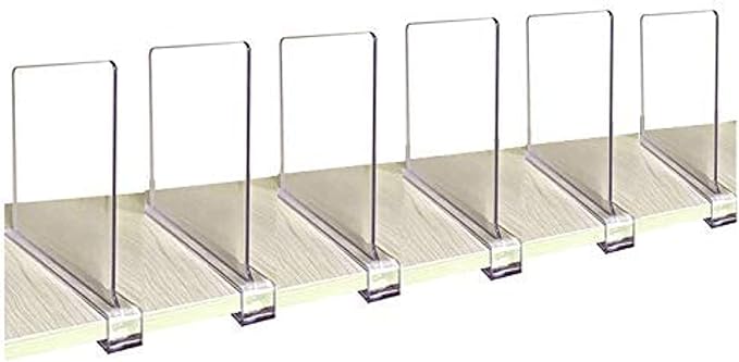 CY craft Acrylic Shelf Divider, Wood Shelf Dividers,Clear Closet Shelf Separators Clothing Organizer Perfect for Bedroom Shelving Organization and Kitchen Cabinet Shelf Storage,6 PCS-NeatNest