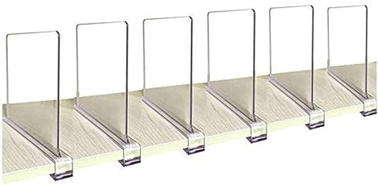 CY craft Acrylic Shelf Divider, Wood Shelf Dividers,Clear Closet Shelf Separators Clothing Organizer Perfect for Bedroom Shelving Organization and Kitchen Cabinet Shelf Storage,6 PCS-NeatNest