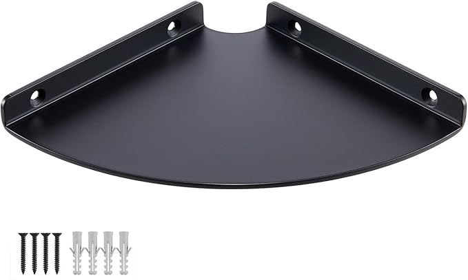 6 Inch Corner Shelf - Heavy Duty 3.0mm Aluminum Alloy Wall Mounted Floating Shelf for Bathroom, Kitchen, Living Room, Office, Bedroom & Dorm - Black