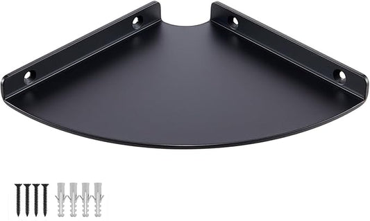 6 Inch Corner Shelf - Heavy Duty 3.0mm Aluminum Alloy Wall Mounted Floating Shelf for Bathroom, Kitchen, Living Room, Office, Bedroom & Dorm - Black