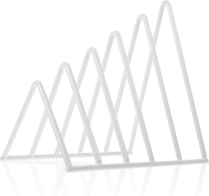 STOBOK 1Pc Magazine Holder Desk File Organizer File Sorter Organizer Triangle Iron Desktop Storage Rack Decorative Bookshelf for Magazines Newspaper Binders Mails, White