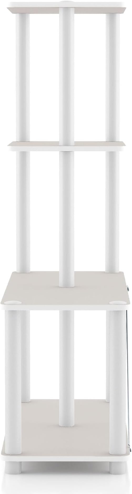 HOMES: Inside + Out Apexa Modern 4-Cube Ladder Shelving Units, Collectibles Display Shelves, Easy Assembly Standing Shelf, Home Storage Organizer for Living Room, Bedroom, Office, Taupe Grey