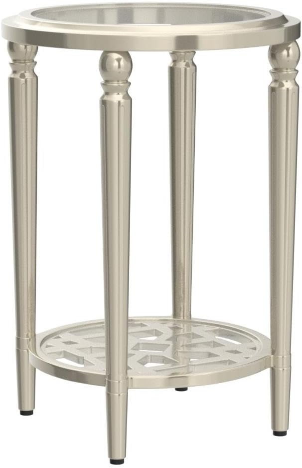 COSIEST Set of 2 Modern Round End Table, 2-Tier Glass Side Table with Glass Tabletop, Wood Accent Table with Storage Shelf for Living Room, Bedroom-NeatNest