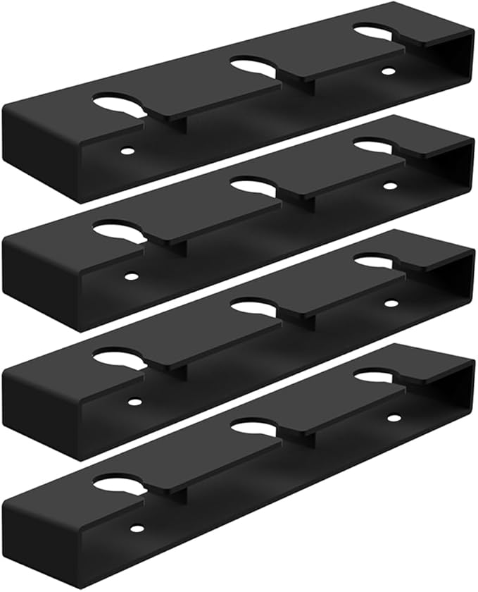 4Pack Wine Glass Holder Under Cabinet Shelf,Plastic Wine Glass Rack Stemware Drying Storage Hanger for Kitchen,Bar and Restaurant(Black)