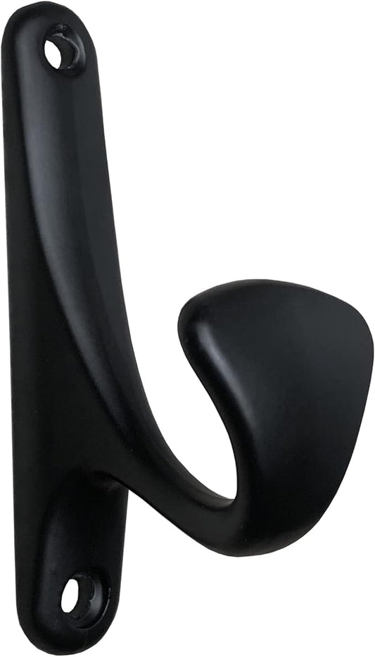 ANGSTROM 10-Pack Bath Hook, Wall Mounted Single Prong Holder for Bathroom Robes and Towels (Matte Black)