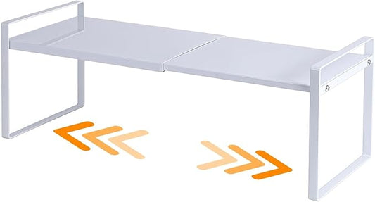 Expandable Cabinet Shelf Organizer Riser for Kitchen Pantry Cupboard Under Sink Countertop (white, 8.2’’D * 12.2-21.6’’W * 7.7’’H)-NeatNest