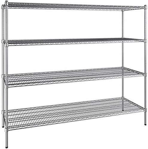 24" x 72" NSF Chrome 4-Shelf Kit with 72" Posts, Commercial Storage Rack Unit, Heavy Duty Storage Shelving, Wire Shelving Kit, Adjustable Rack Strong Steel, Multipurpose Wire Shelf